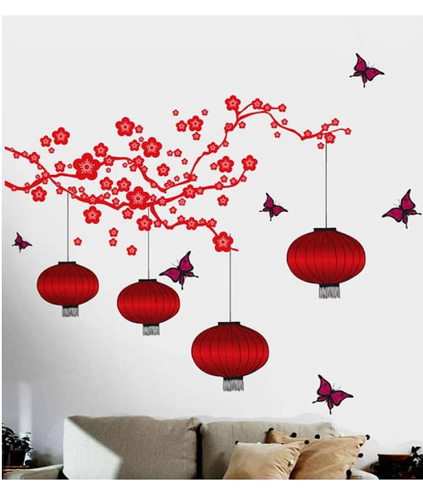 Decor Villa RED TREE Sticker ( 53 x 58 cms )