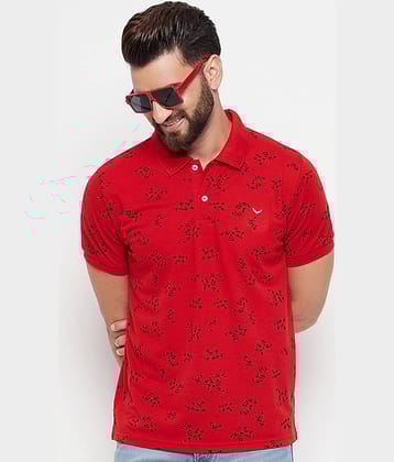 VERO AMORE Pack of 1 Cotton Blend Regular Fit Printed Half Sleeves Men's Polo T Shirt ( Red )
