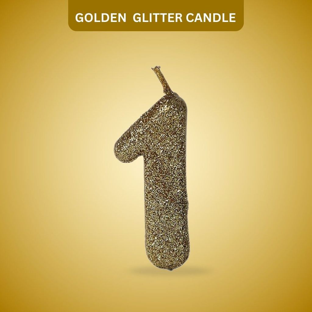Number 1 Golden Glitter Candle - 1PC - Party and Festive Needs | Buy online on ZillyBuy