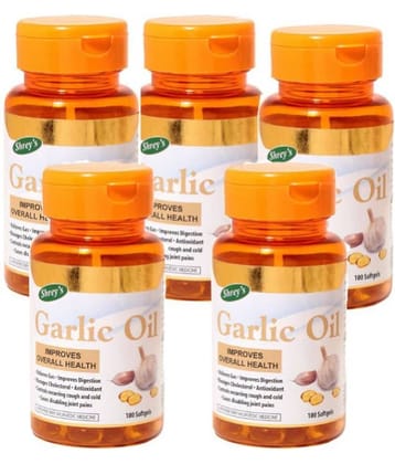 Shrey's Garlic Oil for Digestion – 500 Capsules (Improves Overall Health) 5 no.s Minerals Softgel Pack of 5