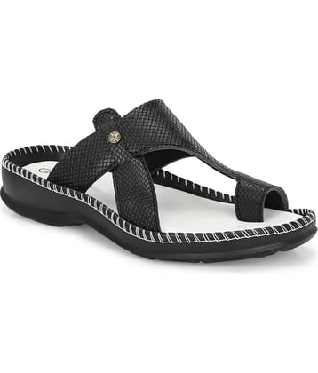 Leeport Black Men's Leather Slipper