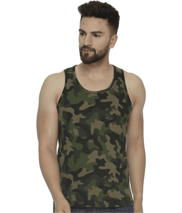 Veirdo Pack of 1 Cotton Blend Sleeveless Vest For Men ( Olive )