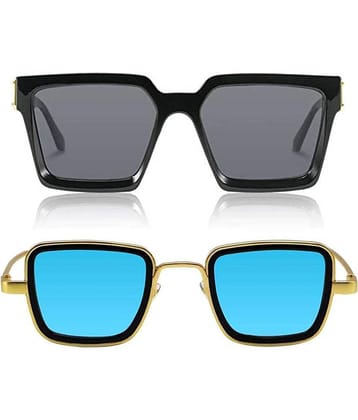 Kanny Devis - Black Rectangular Sunglasses ( Pack of 2 )