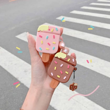 Cute Candy Ice Cream Rubber Silicone Airpod Case-Airpod (1st Gen / 2nd Gen) / Brown