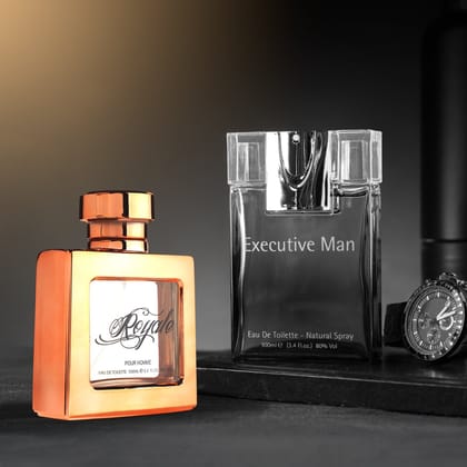 Laurelle London Royale Edition Gun Metal Perfume For Men EDT 100ml + Executive Man Perfume EDT 100ml