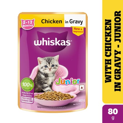 Whiskas Chicken in Gravy Kitten (2-12 Months) Wet Cat Food 80g