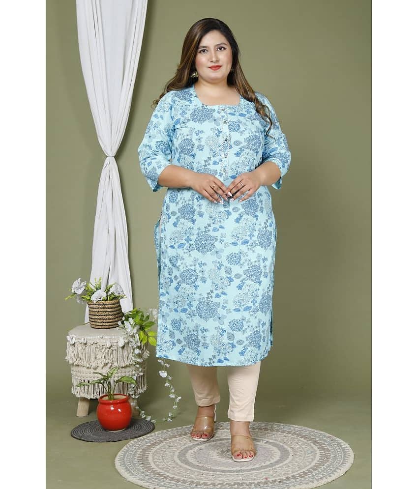 Swasti Cotton Printed Straight Women's Kurti - Blue ( Pack of 1 )