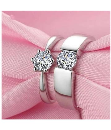 Adjustable Couple Rings Set for lovers Silver Plated Solitaire for Men and Women