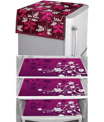 Shaphio Pink Polyester Fridge Top Cover, Fridge Cover (Pack Of 4)
