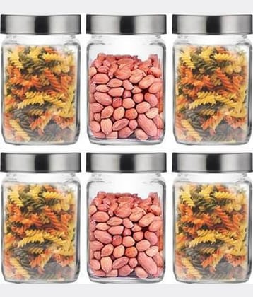 CROCO JAR - Silver Glass Food Container ( Pack of 6 )