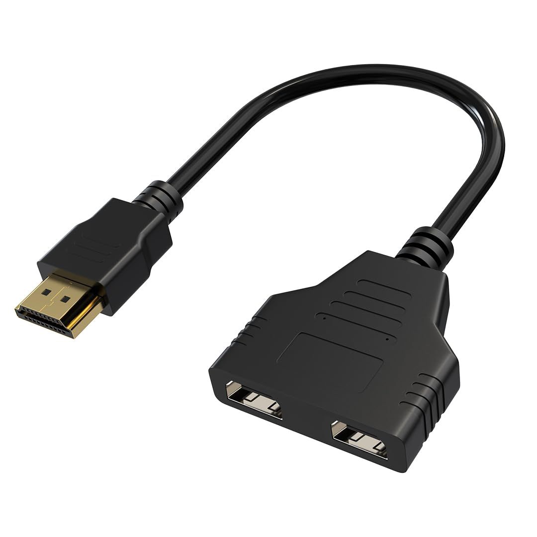 DHTtechky HDMI Cable Splitter - 1 in 2 Out HDMI Splitter Adapter Cable for HD, LED, LCD, TV - Support Two TVs at The Same Time DHTtechky HDMI Cable Splitter - 1 in 2 Out HDMI Splitter Adapter Cable for HD, LED, LCD, TV - Support Two TVs at The Same Time