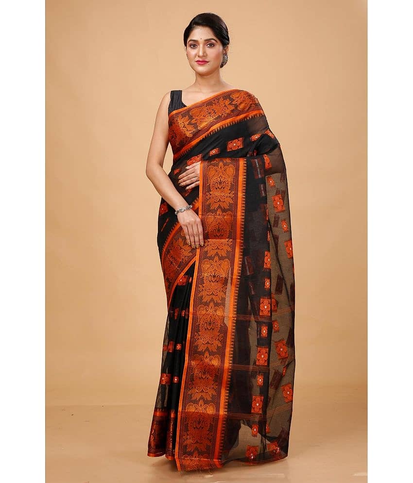 Puspika Cotton Woven Saree Without Blouse Piece ( Cream )