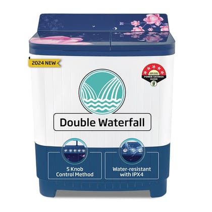 Voltas beko, A Tata Product 8.5 kg 5 Star Semi-Automatic Top Load Washing Machine With Double Water Fall technology (WTT85DBLG/FLRB5, Blue, Special Pulsator & 5 Knob Control Method) Voltas beko, A Tata Product 8.5 kg 5 Star Semi-Automatic Top Load Washin