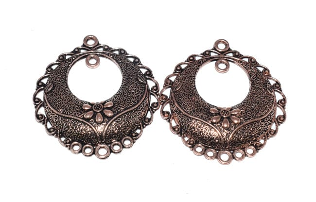 German Silver Metal Oxidized Copper Pendant  ,(CPPC-014) , Per Packet of 2 Pair-Per Packet of 2 Pair / 38 MM