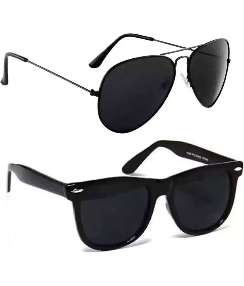 Elligator Black Rectangular Sunglasses ( Pack of 2 )