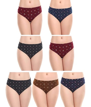 Rupa Jon - Multicolor Cotton Printed Women's Briefs ( Pack of 7 )