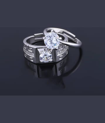 Adjustable  Some One Speical Designe Amazing Couple Ring Set  For Valentines  Silver Plated Couple Ring For   Women And Men