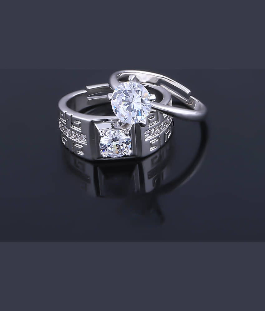 Adjustable  Some One Speical Designe Amazing Couple Ring Set  For Valentines  Silver Plated Couple Ring For   Women And Men