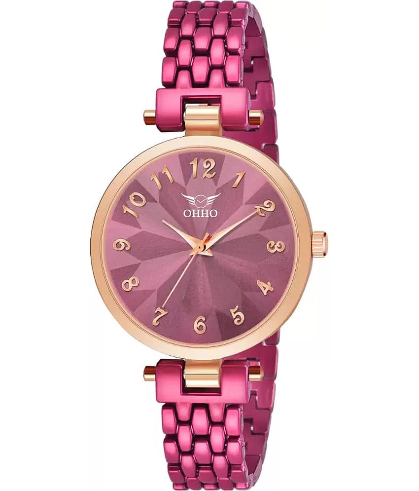 OHHO Magenta Metal Analog Womens Watch
