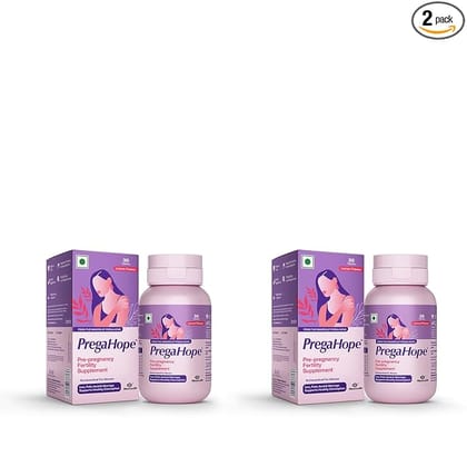 PregaHope Pre-pregnancy Fertility Supplement with Iron Folic Acid & Moringa | 30 Tab x Pack of 2