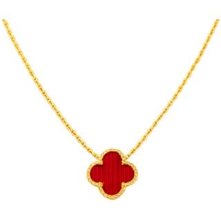 KIMTI 18k Gold Plated clover Pendant Necklace (Red) KIMTI 18k Gold Plated clover Pendant Necklace (Red)