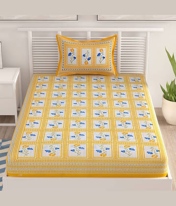 Uniqchoice Cotton Single Bedsheet ( Yellow )