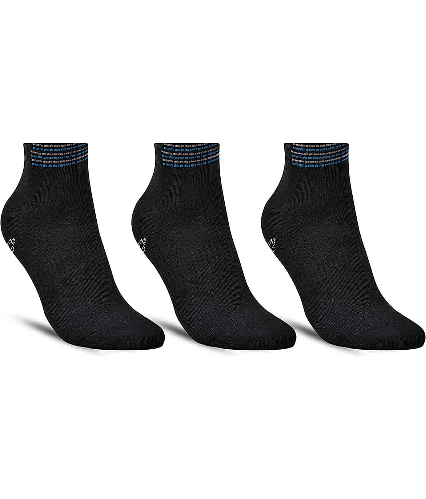 Dollar - Cotton Men's Solid Black Ankle Length Socks ( Pack of 3 )