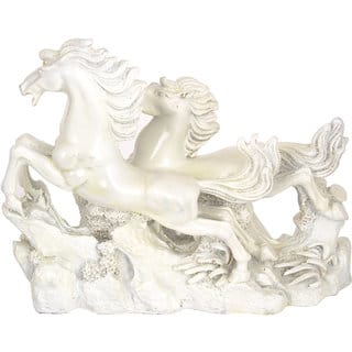 KESAR ZEMS White Resin The Pair of Horse Statue Figurine Home Office Decoration for Good Luck 21 x 7 x 17 cm White KESAR ZEMS White Resin The Pair of Horse Statue Figurine Home Office Decoration for Good Luck 21 x 7 x 17 cm White