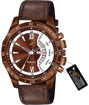 PIRASO Brown Leather Analog Men's Watch