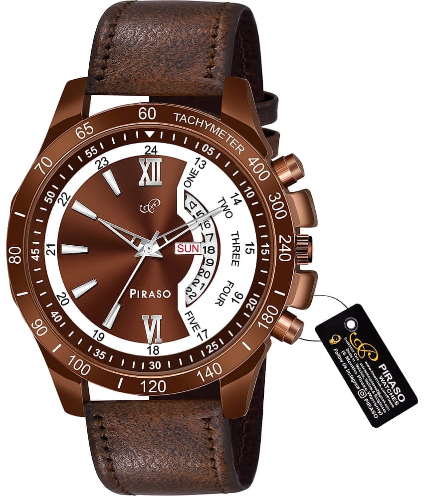 PIRASO Brown Leather Analog Men's Watch