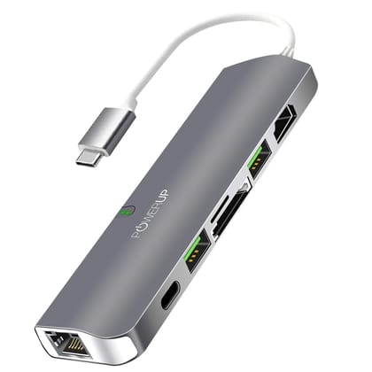 POWERUP 7IN1 Type C USB Hub Multi-Functional (Wired) - Gunmetal