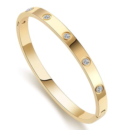 Gold Stainless Steel Openable Kada For Women