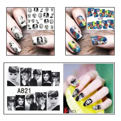 NAIL WATER DECALS STICKERS (Set of Random 50 Sheet)-Print Design