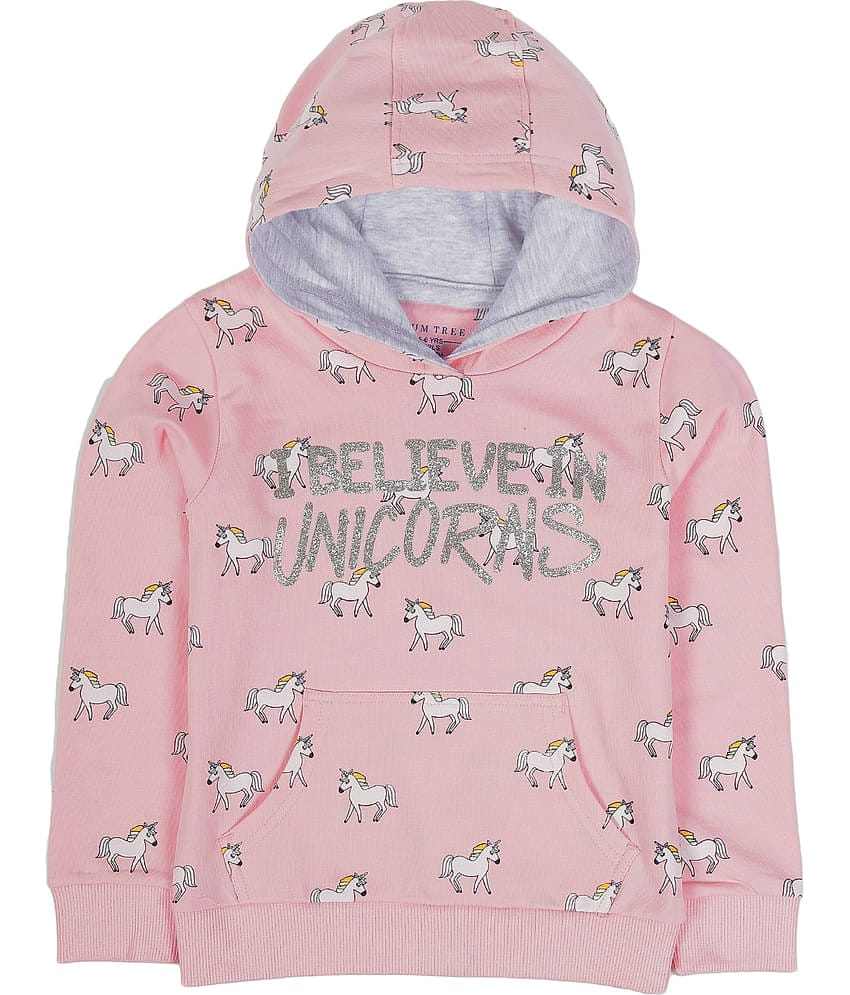 PLUM TREE Single Girls Cotton Blend Sweatshirt ( Orange )