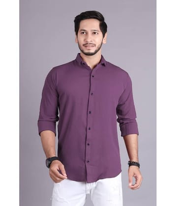 jeevaan... the perfact fashion Cotton Blend Slim Fit Solids Full Sleeves Men's Casual Shirt - Purple ( Pack of 1 )