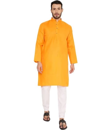 Maharaja - Orange Cotton Regular Fit Men's Kurta Pyjama Set ( Pack of 1 )