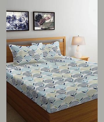 FABINALIV Poly Cotton 1 Double King Bedsheet with 2 Pillow Covers ( Sky Blue )
