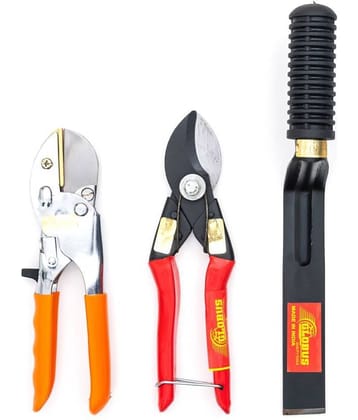 GLOBUS 1371 Garden Tool Set/3 PCS (German Pruner, ROLL Cut Pruner and KHURPA 1")