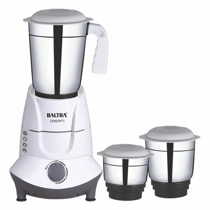 BALTRA Dream-3 BMG 160 Mixer Grinder 550 Watt | 3 Stainless Steel Jars (Wet 1.2L, Dry Grinding 0.8L, Chutney 0.4L) | 3 Speed Control | Overload Protection | Powerful Blade | 2 Year Warranty