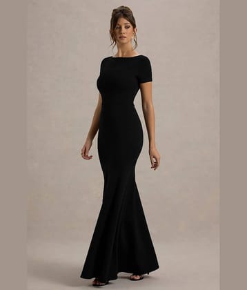 wanquila Women Lycra Solid Bodycon Dress ( Black )