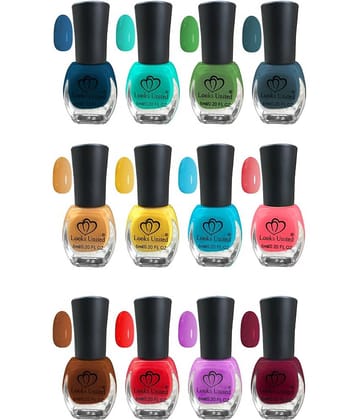 Looks United - Multi Glossy Nail Polish ( Pack of 12 )