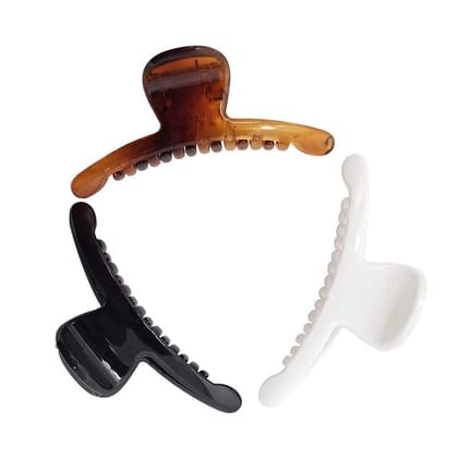 BIRDWARE big size Imported Acrylic Material Stone Butterfly Hair Clips For Women (Pack of 3 Pc, Shell Colour) | Hair Clutchers (Black, Shell & White) BIRDWARE big size Imported Acrylic Material Stone Butterfly Hair Clips For Women (Pack of 3 Pc, Shell Co