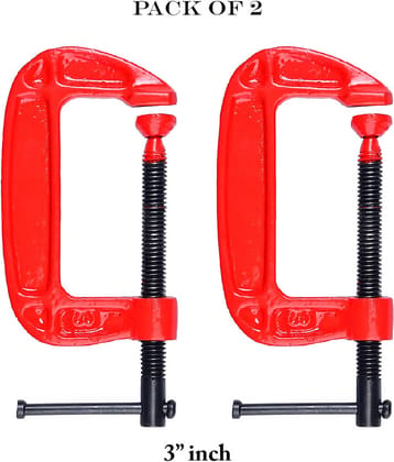 "Laxmi 3"" Inch Heavy Duty G Clamp (Pack of 2) For Holding Products Tools Items C-Clamp