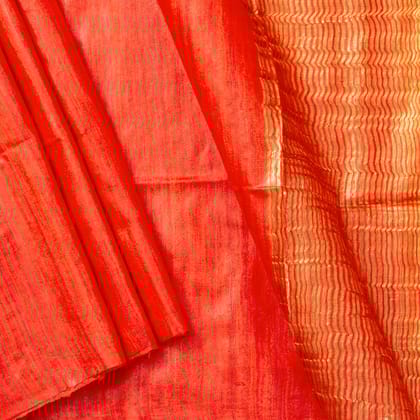 Orange Tussar Silk Saree Handwoven PT 2078
