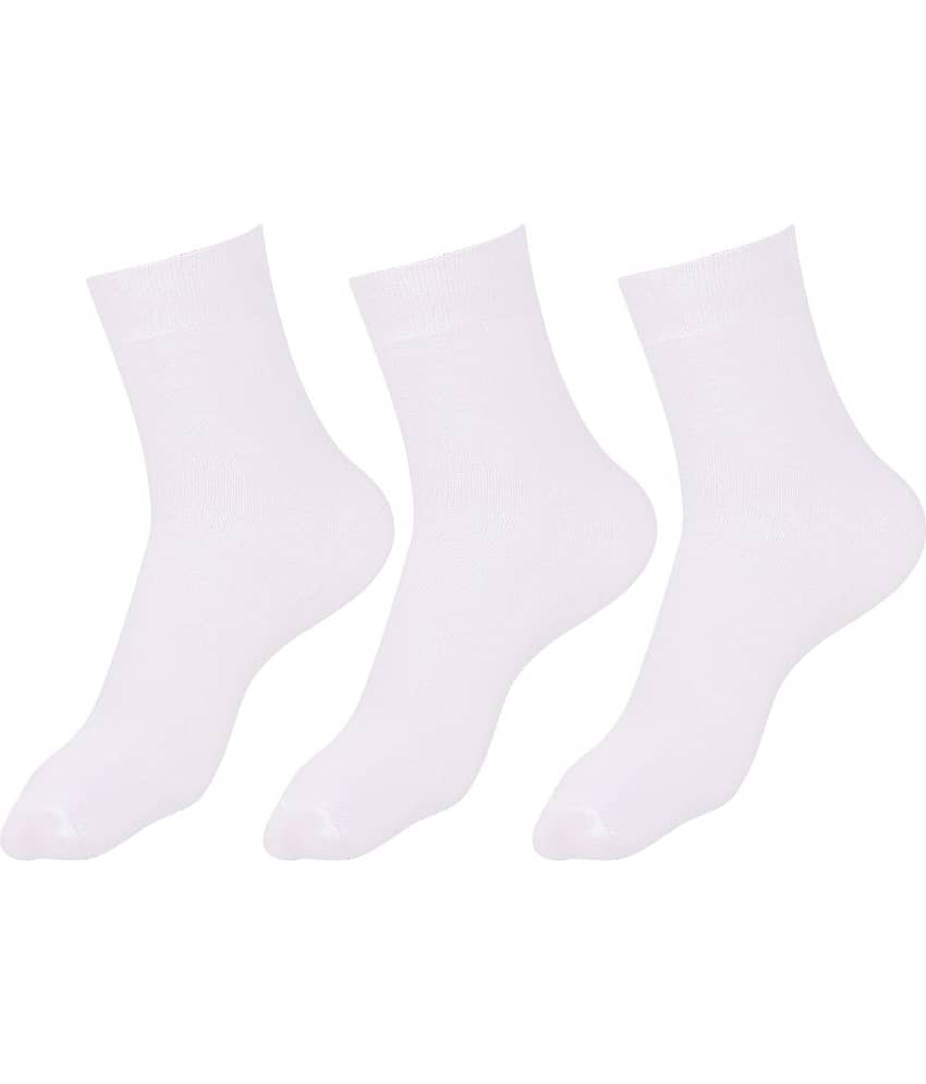 Dollar - White Cotton Boy's School Socks ( Pack of 3 )