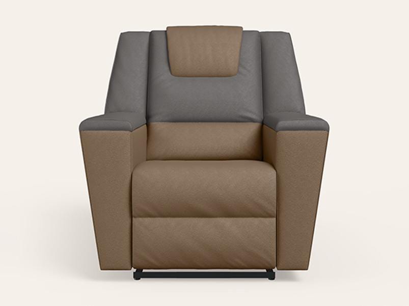SumoV2 Manual 1 Seater Fab Leather Recliner (3-Years Warranty, Tan Grey)