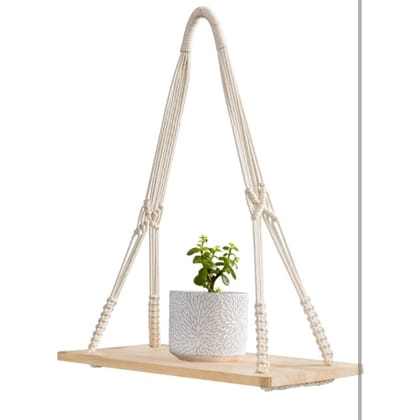 Macrame Wooden Plant Holder Size 18X 26 , Wood Size 18X6