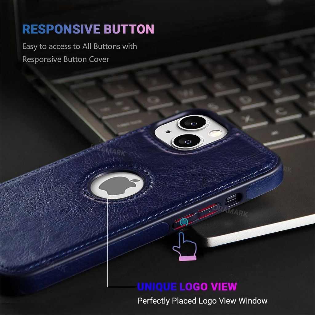 LIRAMARK PU Leather Flexible Back Cover Case Designed for iPhone 14 Plus (6.7 inch)