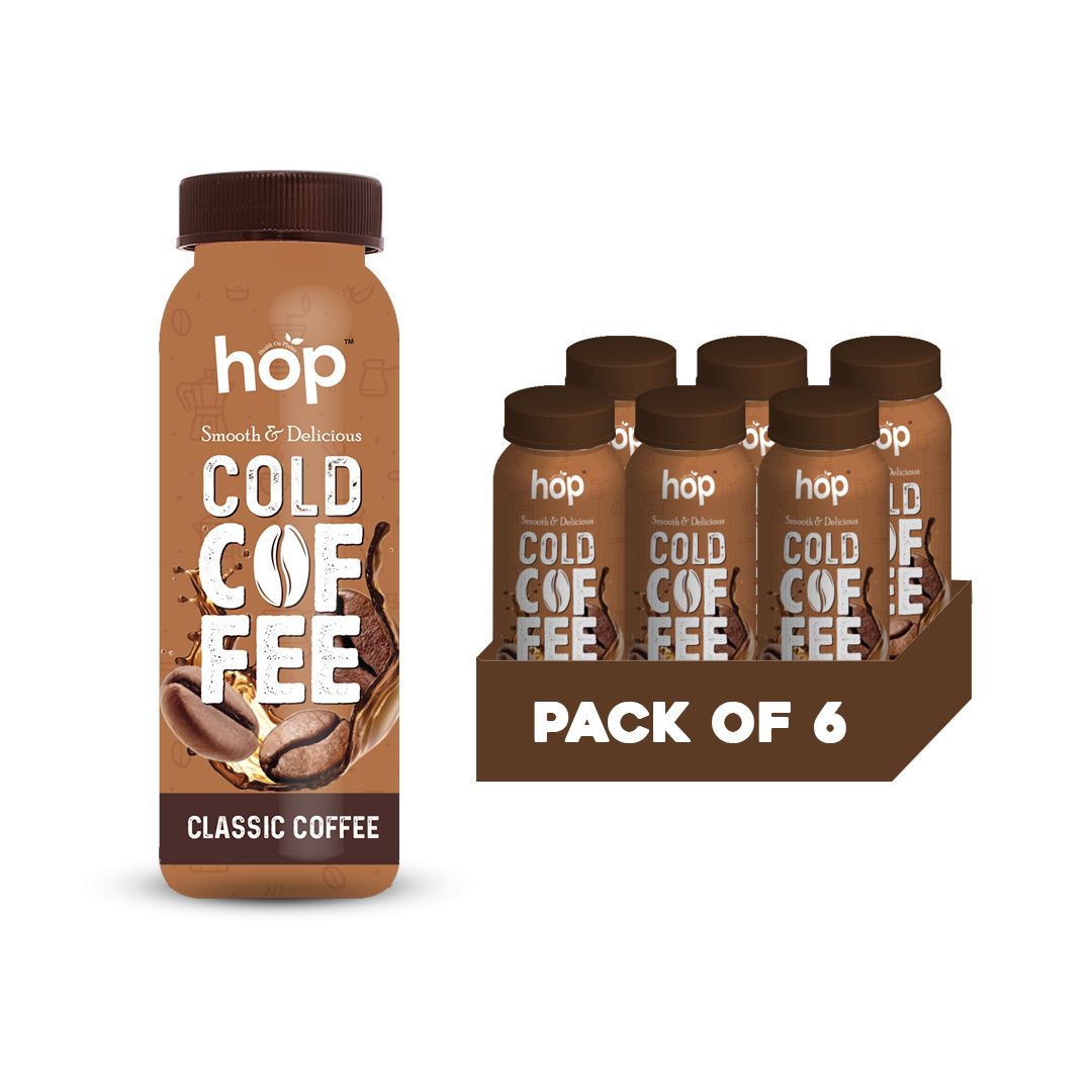 HOP Smooth & Delicious Classic Cold Coffee, 200 ml - Pack of 6