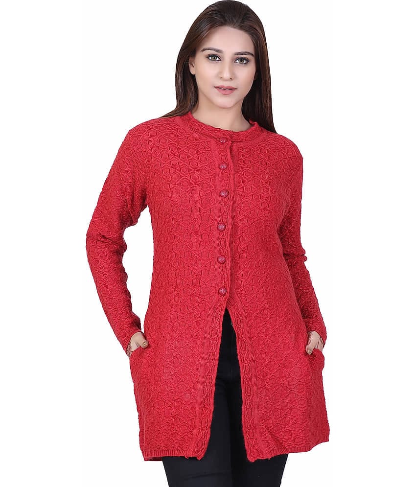 Ogarti Acrylic Rust Buttoned Cardigans - Single